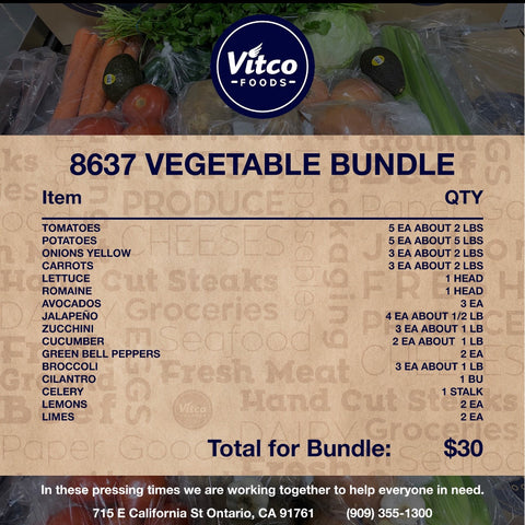 8637 VEGETABLE BUNDLE $30.00